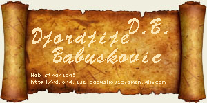 Đorđije Babušković vizit kartica